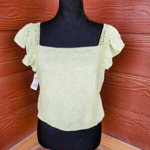 NWT SO Light Green Ruffle Strap Crop Top Juniors' XXL